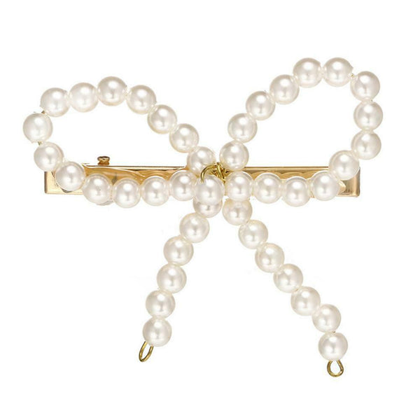 Korean Girls Pearls Bowknot Fringe Barrette Women Bang Ponytail Hair Clips #gib
