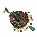 Exotic Gypsy Brocade Lotus Earrings Multicolor Round Ear Studs Jewelry Dang