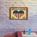 Wooden Hanging Flower Sign Board Independence Day Rectangle Wall Decor Gift