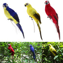 Pack of 3 Realistic Macaw Parrot Feathered Birds, Landscape Animal Ornaments