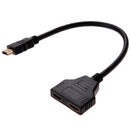 Male Black HDMI To Double HDMI Female Adapter Connection Cable Cord 30cm