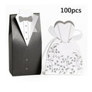 100pcs Wedding Favor Boxes Dress Tuxedo Party Candy Gift Bride Groom Shower ZET