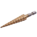 3 pcs HSS Titanium Step Drill Bit Set & 1 pcs Automatic Center Punch