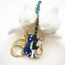 Fashion Guitar Metal Rhinestone Crystal Key Ring Chain Keychain Lover Gi HRM