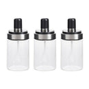 3Pcs Glass Airtight Jar Spice Containers Bottle Condiment Salt Pepper Seaso