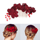 1Pc Bridal wedding bridesmaid red flower hair comb clip hairpin accessories 3C