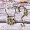 fashion style bag shape carved bronze pendant long necklacechain sweater chain &