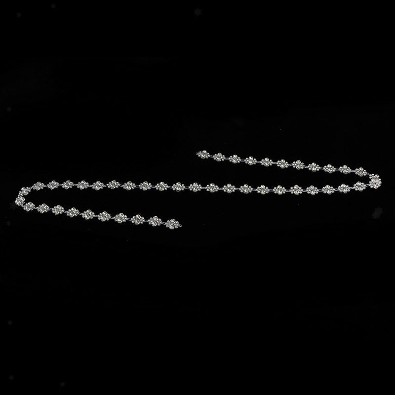 1 Yard Round Rhinestone Chain Ribbon Trim DIY Sewing Craft Decor 13mm White