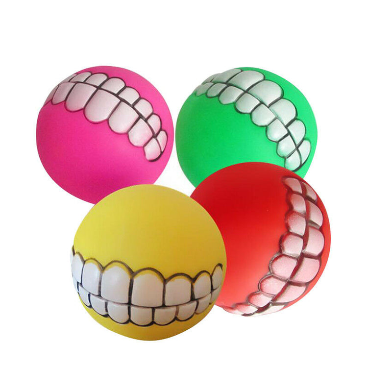 Pet Dog Novelty Play Durable Squeaky Teeth Pattern Smile
