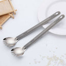 Titanium Long Handle Spork With Polished Bowl Outdoor Camping Cooking Utens O6X8