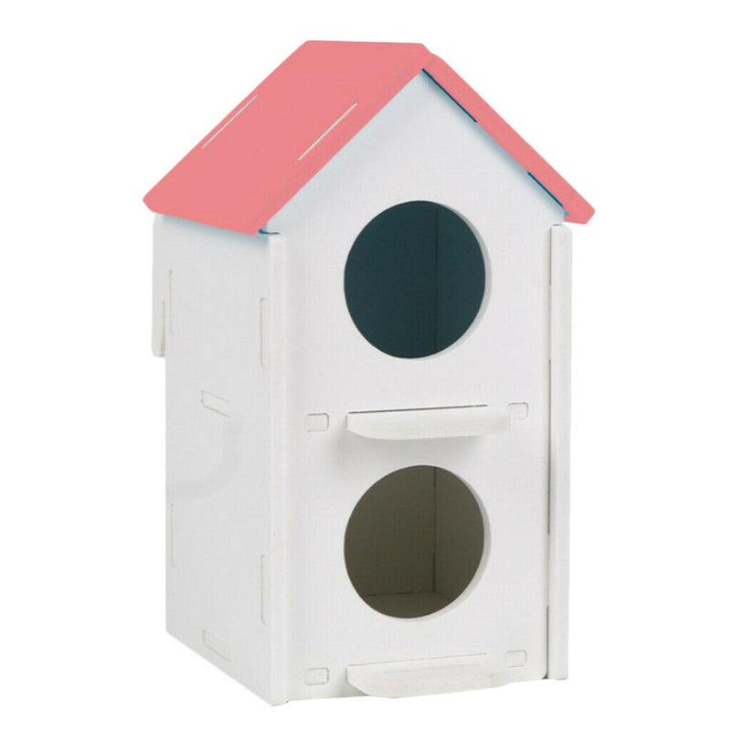 2x Pet Wood Breeding Nesting Bird Cage Box Nest House Hut for Parrot Birds Pink