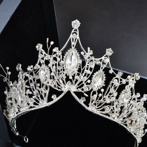 New Big Baroque Handmade Crystal Princess Crowns For Queen Rhinestone Tiara Y5O7