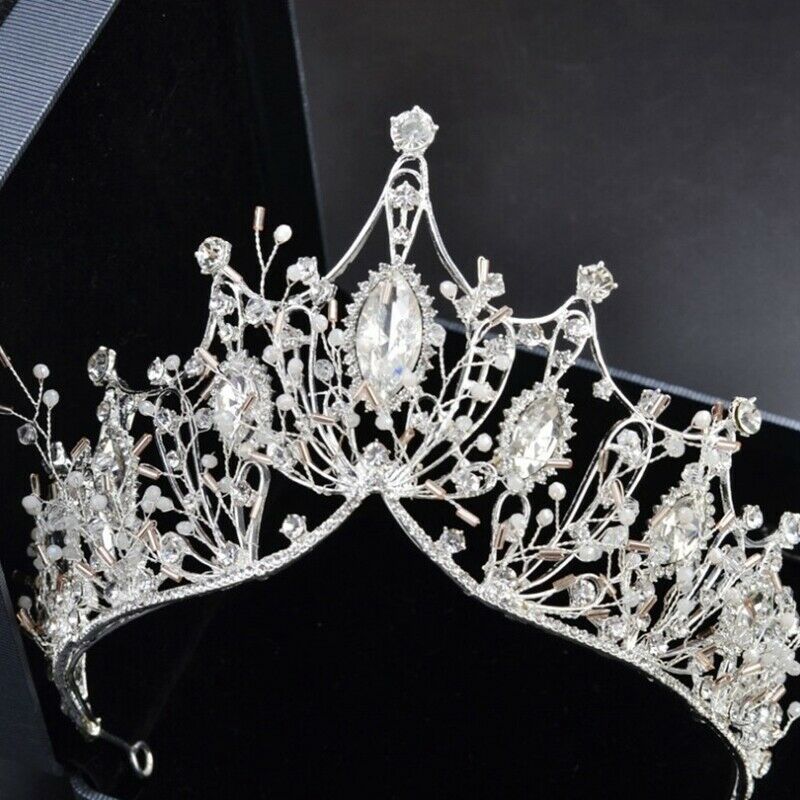 New Big Baroque Handmade Crystal Princess Crowns For Queen Rhinestone Tiara Y5O7