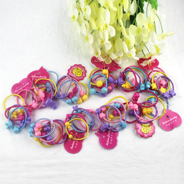 New 50Pcs Cartoon Animal Elastic Hair Band Rope Ponytail Holder For Kids Girl %a