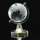 Crystal Glass Frosted World Globe Stand Paperweight Home Desk Wedding Decor Y5K4