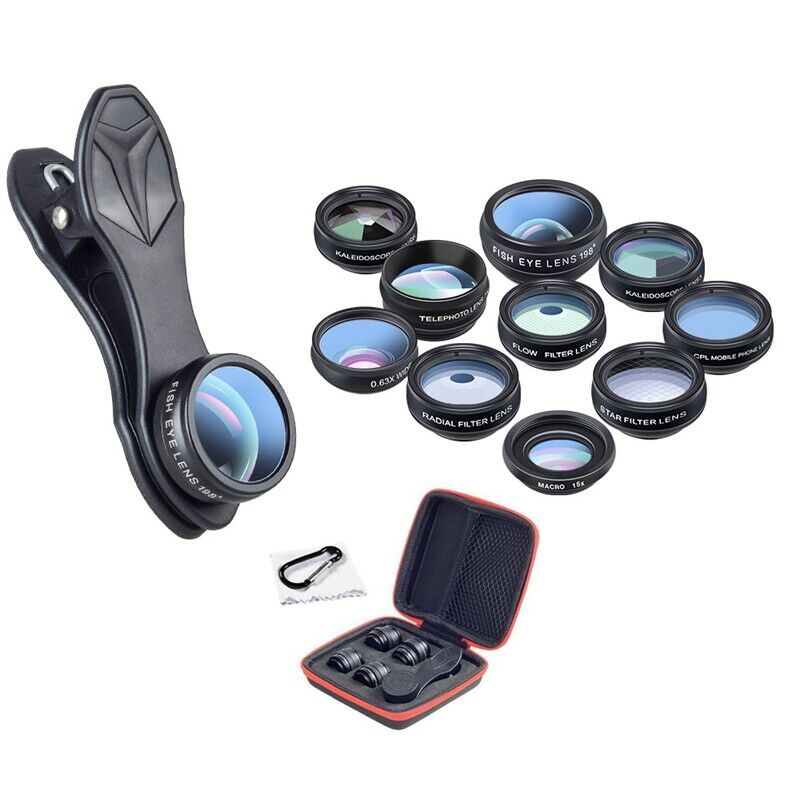 Apexel Phone Lens Kit Universal 10 In 1 Fisheye Wide Angle Macro Lens Cpl F O2Z5