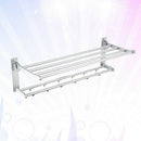 1pc Punch-free Towel Rack Space Aluminum Flexible Folding Double-layer Towe