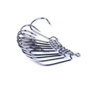 Lot 50PCS Outdoor High Carbon Steel Bass Worm Hooks Jig Big Fishing Crank Hooks