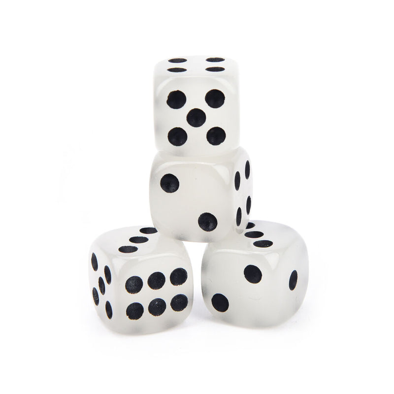 4PCS 14mm Fillet Black Pips Luminous Dice 6 Side For Boardgame Night Bar KTV Gn