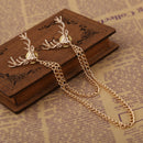 Women Deer Reindeer Elk Christmas Party Collar Chain brooch Tip Pin Tassel