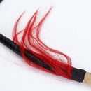 1Pc Black Cowhide Wooden Hand-braided Leather Pull Whip Bullwhip with Handle