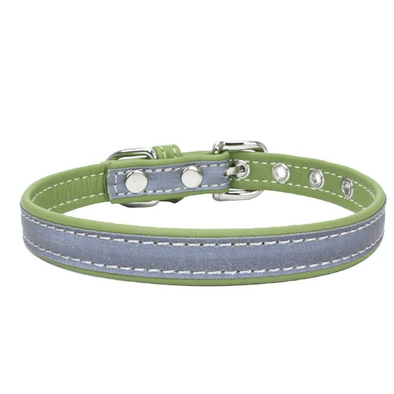 Reflective Personalized Safety Dog Collars for Dogs Puppy Adjustable Green-S