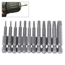 12Pc security bits torx screwdriver tool set 1/4" hex shank T5-40 too P_ES