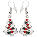 Red And Clear Crystal Christmas Tree Shape Dangle Earrings Stud Christmas G F8K5