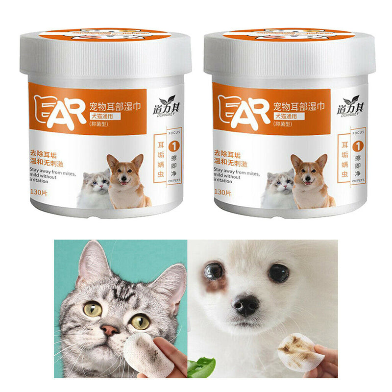 260pcs Pet Ear Wipes Soft Gentle Dog & Cats Presoaked Cleaning Grooming Pads