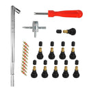 23pcs/set Valve Cores+Valve Stems+Core Remover+Metal Stem Puller+4 Way Tool Kits