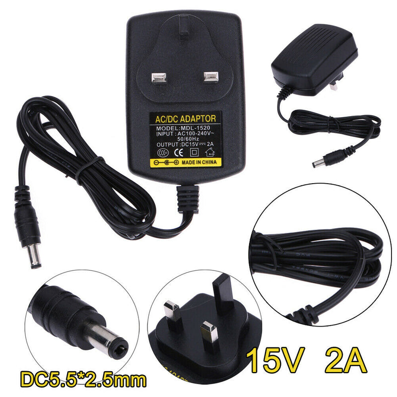 DC15V 2A Adapter AC 100V-240V to DC 15V Converter Power Supply Adapter