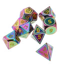 7x Rainbow Metal Dices for Role Playing Board Game D4-D20 14mm/0.55'' Gift B
