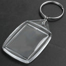 50x Clear Acrylic Plastic Blank Keyrings Insert Passport Photo Keychain Key