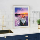 5D DIY Full Round Drill Diamond Painting Sunset Ship Cross Stitch Mosaic