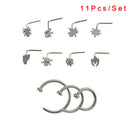 Fashion Unisex Surgical Steel Nose Screw Ring Hoop Body Piercing Stud Jewelry-OZ