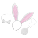 2 Sets Kids Pink Black Cute Bunny Costume Headband Tail Necktie Fancy Dress