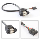 Dual USB2.0 Female to Motherboard 9 Pin Header Cable with Screw Panel Fixing