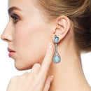 Fashion Water Drop Long Earrings Women Colorful Crystal Ear Dangle Jewelry