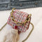 Women Woolen Messenger Shoulder Bags Mini Totes Flap Chain Handbag (Pink)