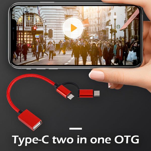 2 in 1 Adapter Cable Type-C Micro USB OTG USB C Mobile Phone Fast Charging Cord