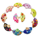 100 Printed Novelty Fan Shape Wooden Sewing Buttons DIY Craft Embellishments