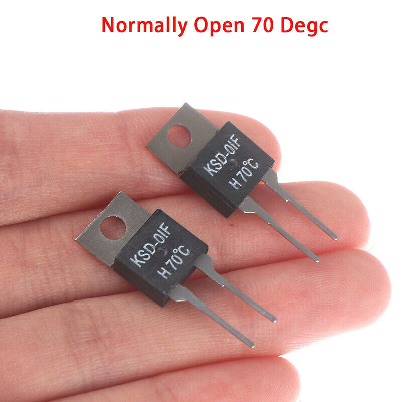 2Pcs  Normally Open Thermal Switch Temperature Sensor Thermostat KSD-01F 70  Pb