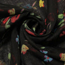 Black Scarf Shawl Scarf Stole Flower Long Cotton Scarf Women Floral Gifts  Q5G1