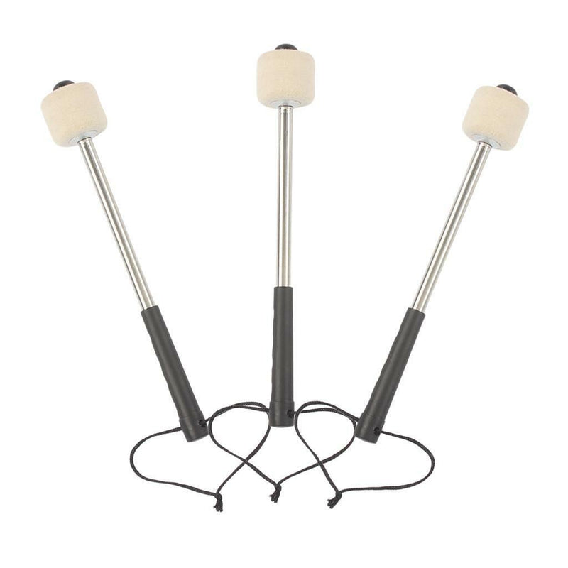3PCS Drum Mallet with Stainless Steel Hand Grip Percussion Bass Drum Stick