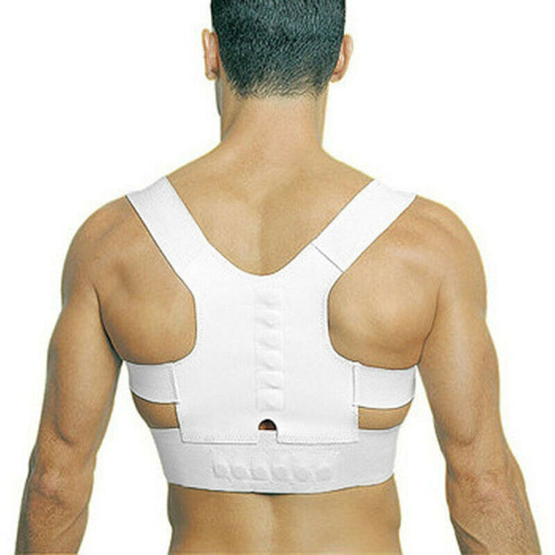 White Comfortable Adjustable Magnetic Posture Support Corrector Body's Back U7I2