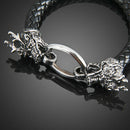 Fashion Dragon Ring Man Braid Bracelet Leather Band Bangle Black