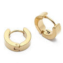 Pair Men's Hoop Huggie Earrings Titanium Steel 4mm x 9mm Golden Tone W6Z8