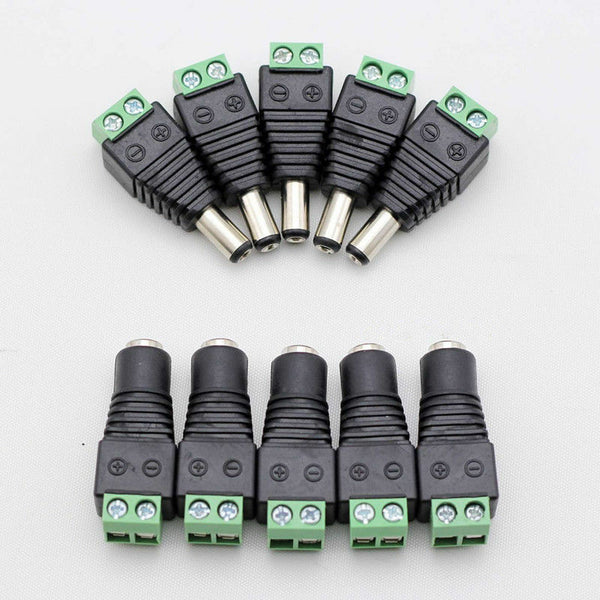 10x12V male + female 2.1x5.5mm DC Power Plug Jack adapter connector for CCTV_ Lt