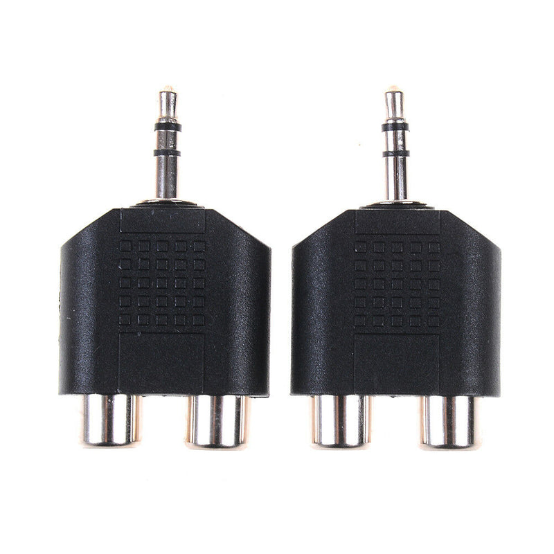 2Pcs 3.5mm to dual 2 RCA female male jack audio adapter conver.ES