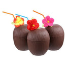 12Pcs Coconut Drink Cups With Flower Straws Fruit Shape Fun Drink Cups For